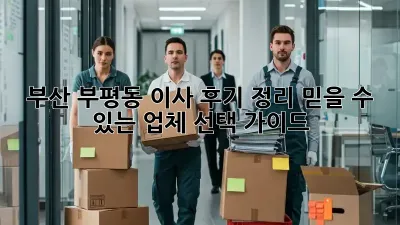 부산 부평동 이사 후기 정리: 믿을 수 있는 업체 선택 가이드